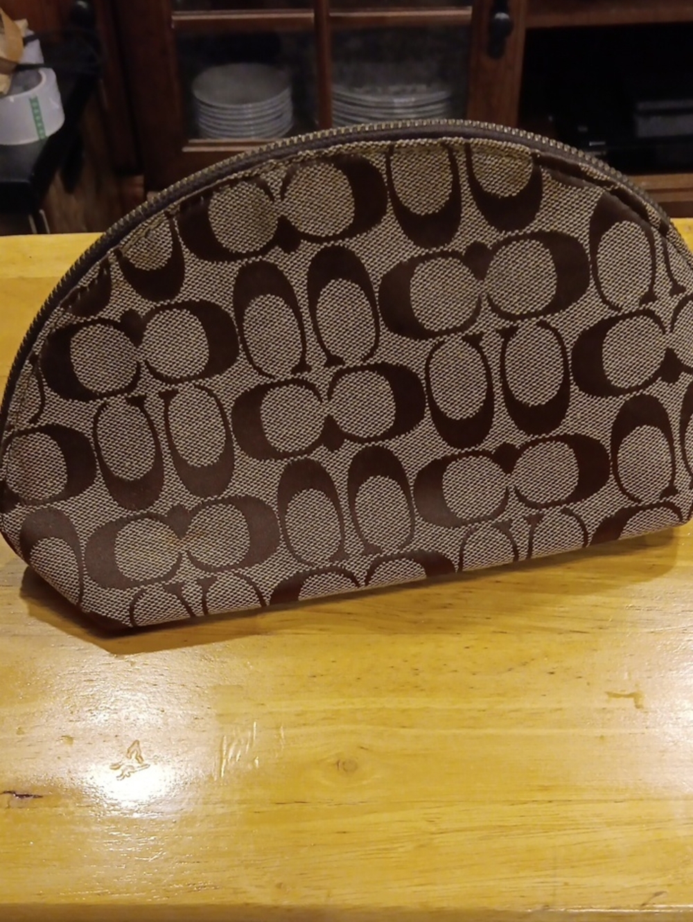Authentic COACH Signature Canvas Cosmetic Case Makeup Travel Bag